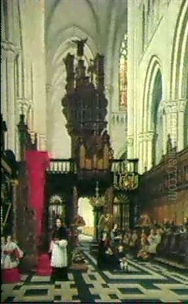 Kircheninneres Oil Painting by Andre Joseph Minguet