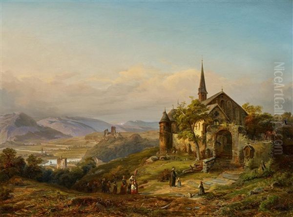 Ideale, Romantische Rheinlandschaft Oil Painting by (Paul) Joseph Minjon