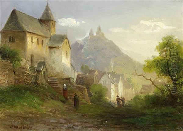 Kirchgang In Einem Gebirgsdorf Oil Painting by (Paul) Joseph Minjon