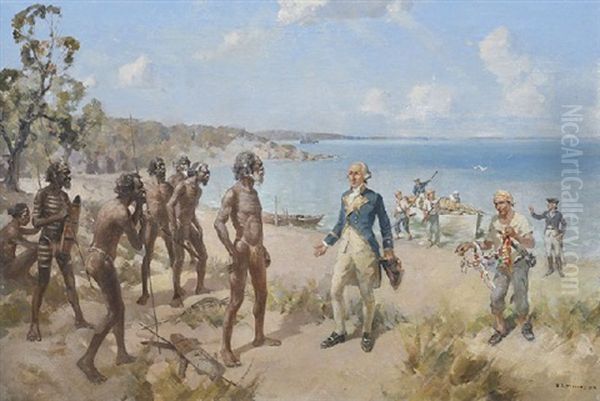 The Landing At Botany Bay Oil Painting by Benjamin E. Minns