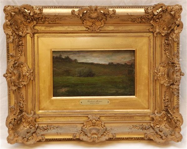 Landscape Scene With Farmers Bundling Hay Oil Painting by Robert Crannell Minor