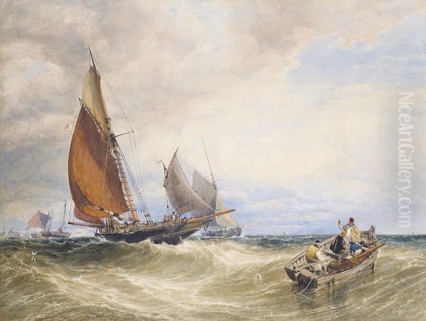 Making For Port, Close-reefed Foresail, Heavy Sea Oil Painting by William Roxby Beverley