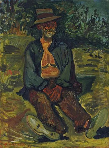 Paysan Assis Oil Painting by Abraham Mintchine