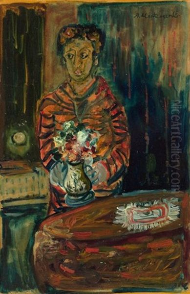 Personnage Au Vase De Fleurs Oil Painting by Abraham Mintchine