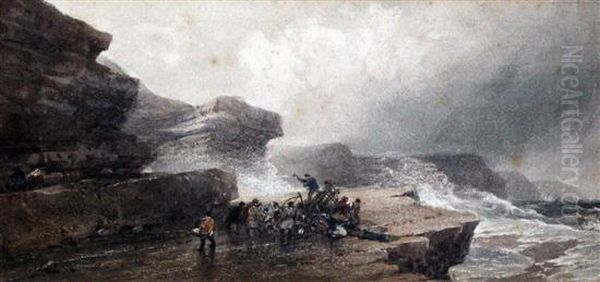 Filey Brigg, Yorkshire Oil Painting by William Roxby Beverley