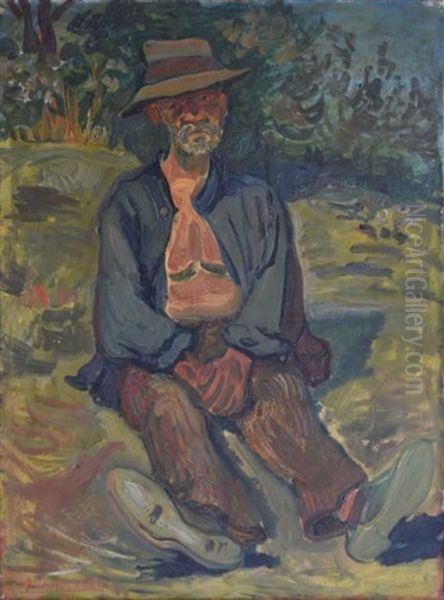 Paysan Assis Oil Painting by Abraham Mintchine