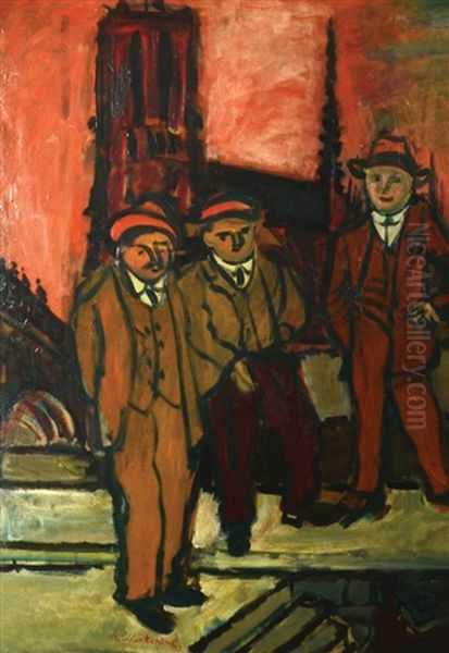 3 Gentlemen Oil Painting by Abraham Mintchine