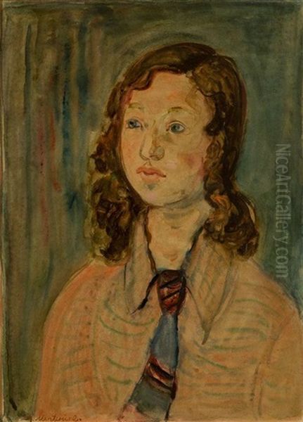 Portrait Of A Young Girl Oil Painting by Abraham Mintchine