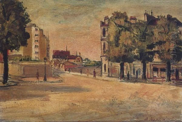 Scene De Rue Oil Painting by Abraham Mintchine