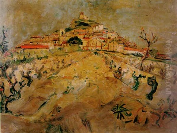 Village On The Hilltop Oil Painting by Abraham Mintchine