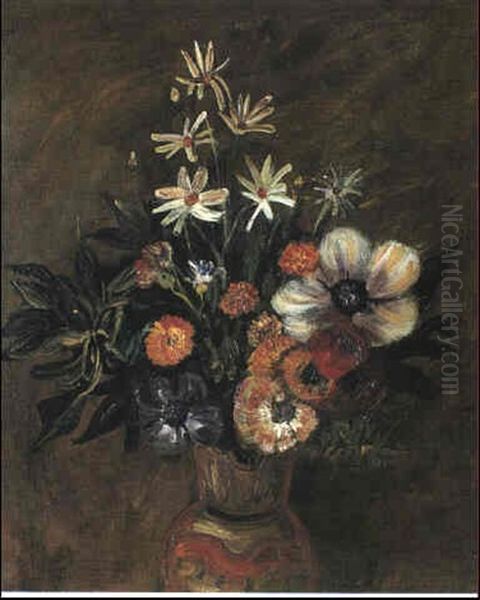 Vase Of Flowers Oil Painting by Abraham Mintchine