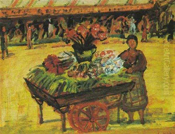 The Flower Stall Oil Painting by Abraham Mintchine