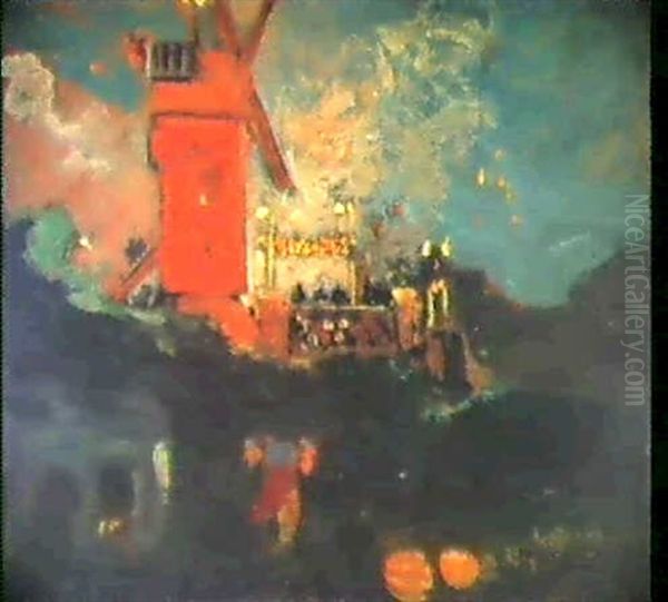 Le Moulin De La Galette Le 14 Juillet 1926 Oil Painting by Abraham Mintchine