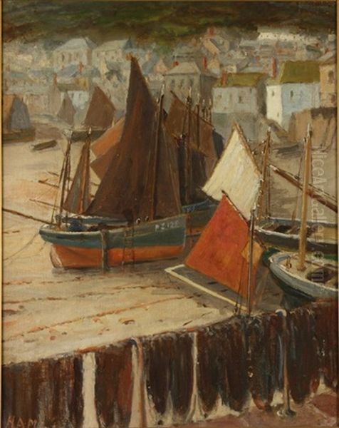 Drying The Sails Oil Painting by Hampden A. Minton