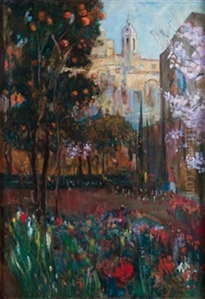 Jardin Casa Mir, Vilanova Oil Painting by Joaquin Mir Trinxet