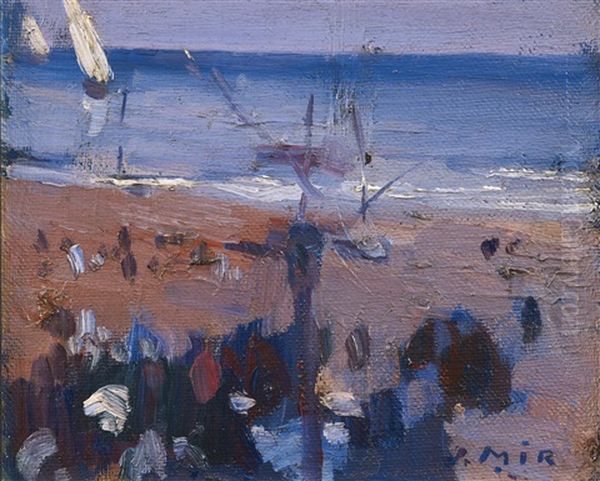 Boats On The Beach Oil Painting by Joaquin Mir Trinxet