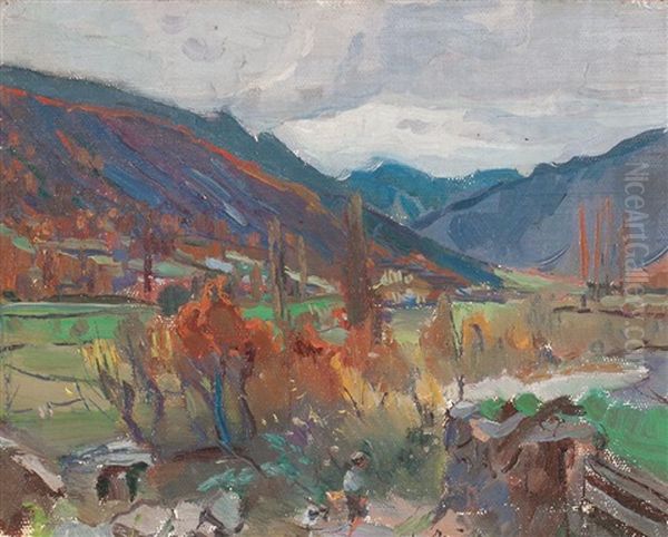 Plana D'andorra La Vella Oil Painting by Joaquin Mir Trinxet