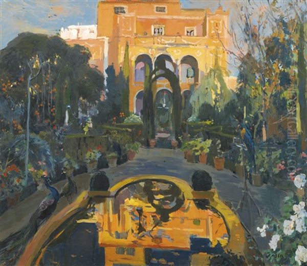 Jardin De La Casa Del Artista (the Artist's Garden) Oil Painting by Joaquin Mir Trinxet