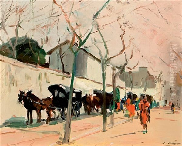 Calle De Vilanova Oil Painting by Joaquin Mir Trinxet