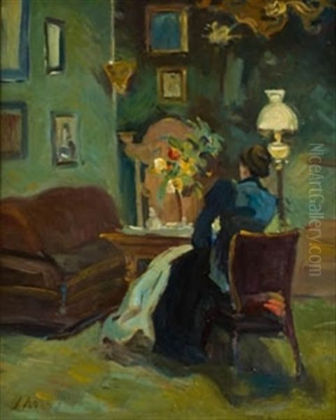 Dama En Interior Oil Painting by Joaquin Mir Trinxet