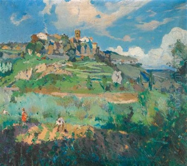 El Pueblo, San Quirce De Valles (village, San Quirce De Valles) Oil Painting by Joaquin Mir Trinxet