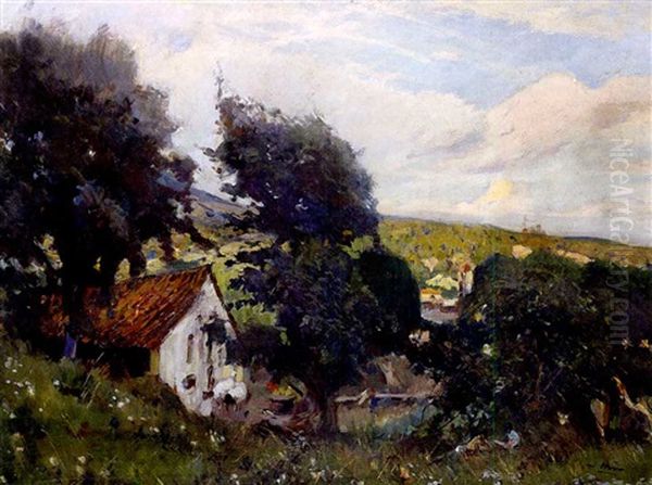 Masia Oil Painting by Joaquin Mir Trinxet