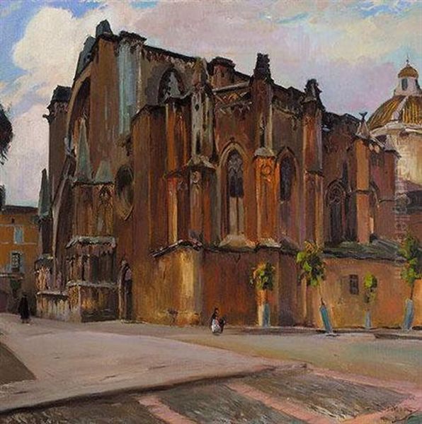 La Catedral De Tarragona Oil Painting by Joaquin Mir Trinxet