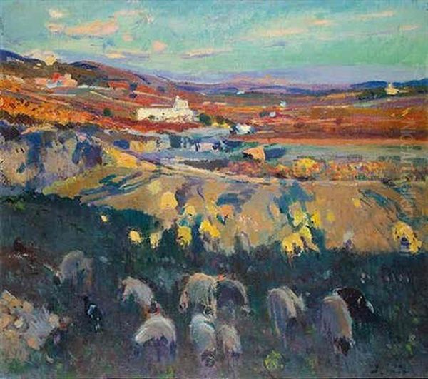 La Plana, Paisaje Tarraconense Oil Painting by Joaquin Mir Trinxet