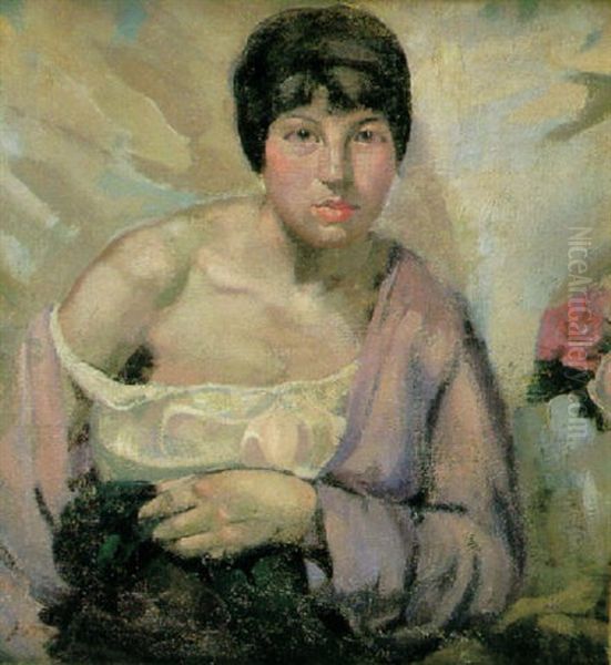 La Joven Oil Painting by Joaquin Mir Trinxet