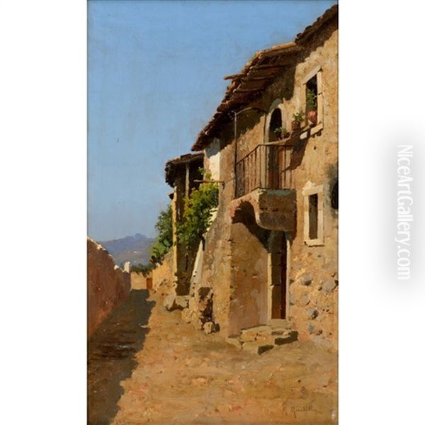 Scorcio Di Taormina Oil Painting by Mario Mirabella