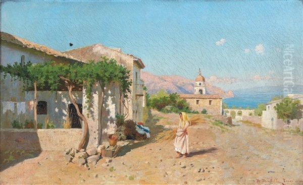 Scene Of Taormina Oil Painting by Mario Mirabella