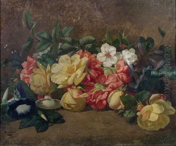 Nature Morte Aux Fleurs Oil Painting by Josep Mirabent Gatell