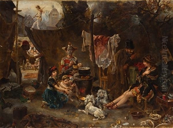 Escena Circense Oil Painting by Enrique Miralles Darmanin