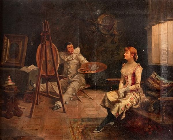 Scene D'interieur Oil Painting by Enrique Miralles Darmanin