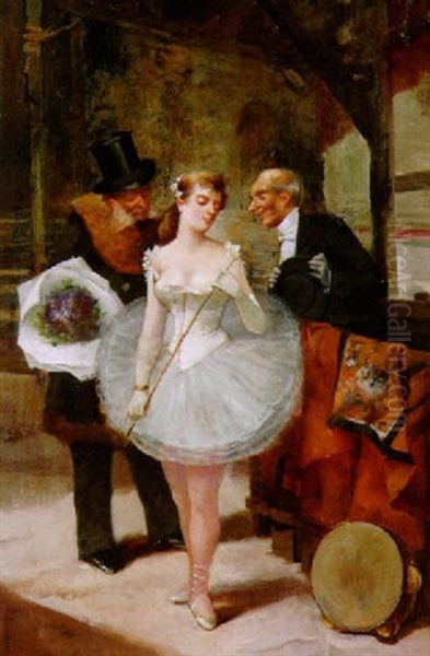 Aufwartung Bei Der Ballerina Oil Painting by Enrique Miralles Darmanin