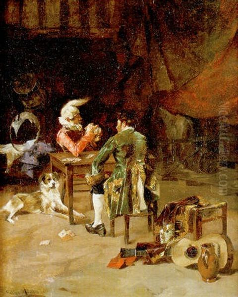 La Partida De Cartas Oil Painting by Enrique Miralles Darmanin