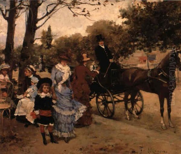 An Outing In The Park Oil Painting by Jose Miralles Darmanin