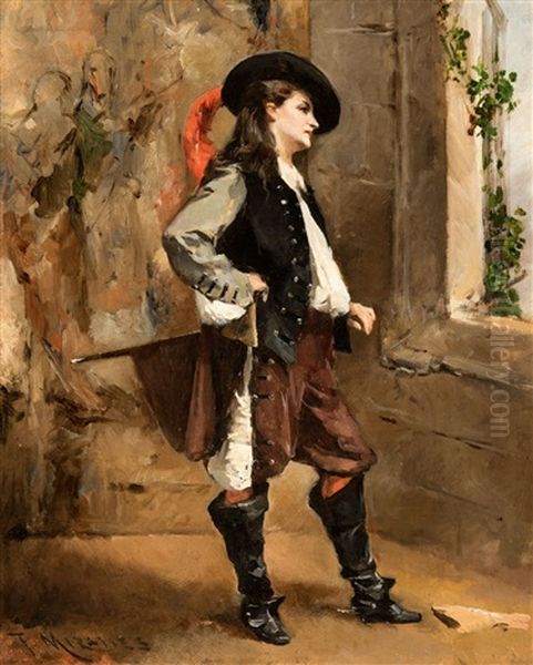 Portrat Einer Schauspielerin In Einer Klassischen Hosenrolle Oil Painting by Francisco Miralles y Galup