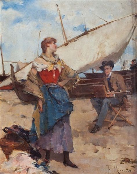 La Modelo Oil Painting by Francisco Miralles y Galup