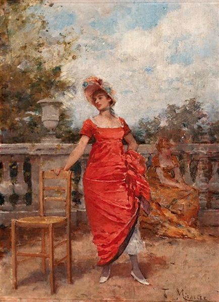 Joven De Rojo Oil Painting by Francisco Miralles y Galup