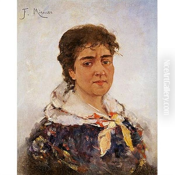 Retrato De La Pintora Visitacion Ubach Oil Painting by Francisco Miralles y Galup