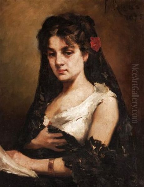 The Letter Oil Painting by Francisco Miralles y Galup