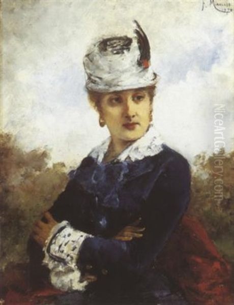 Portrait De Femme Au Chapeau by Francisco Miralles y Galup