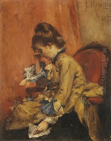 La Lettre Oil Painting by Francisco Miralles y Galup