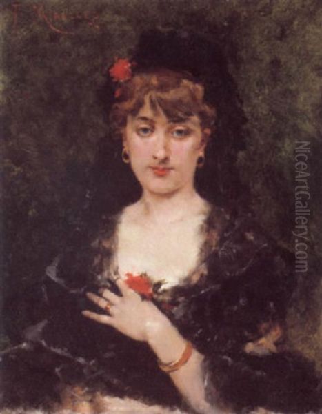 Spanish Beauty Oil Painting by Francisco Miralles y Galup