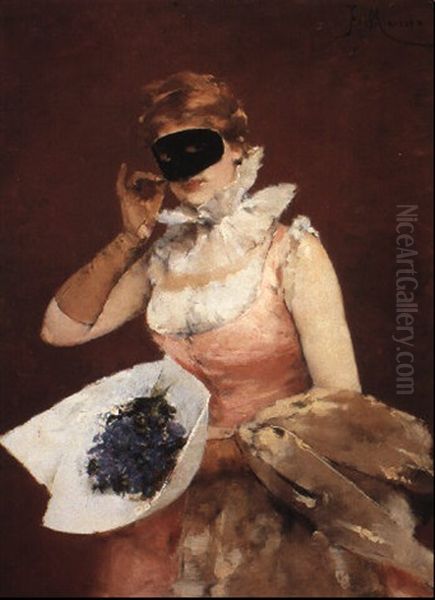 Going To The Masked Ball Oil Painting by Francisco Miralles y Galup