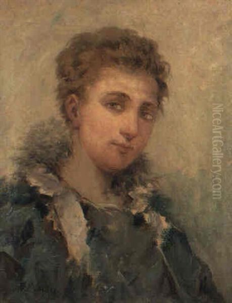 Retrato De Mujer Oil Painting by Francisco Miralles y Galup