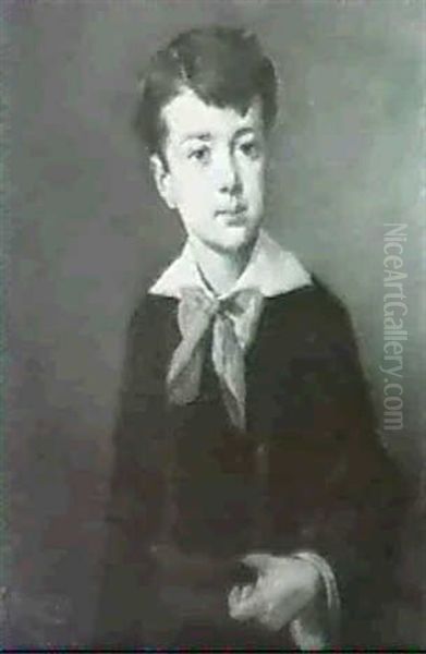 Portrait Of A Young Boy, Half Length Oil Painting by Francisco Miralles y Galup