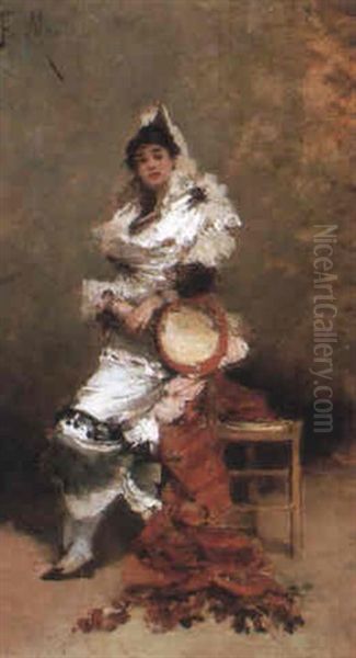 The Tambourine Girl Oil Painting by Francisco Miralles y Galup