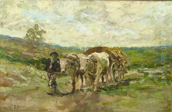 Cart With Oxen Oil Painting by Grigore Mircescu